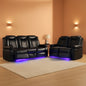 Power Recliner Sofa With LED Lights Black Leather 2 Piece