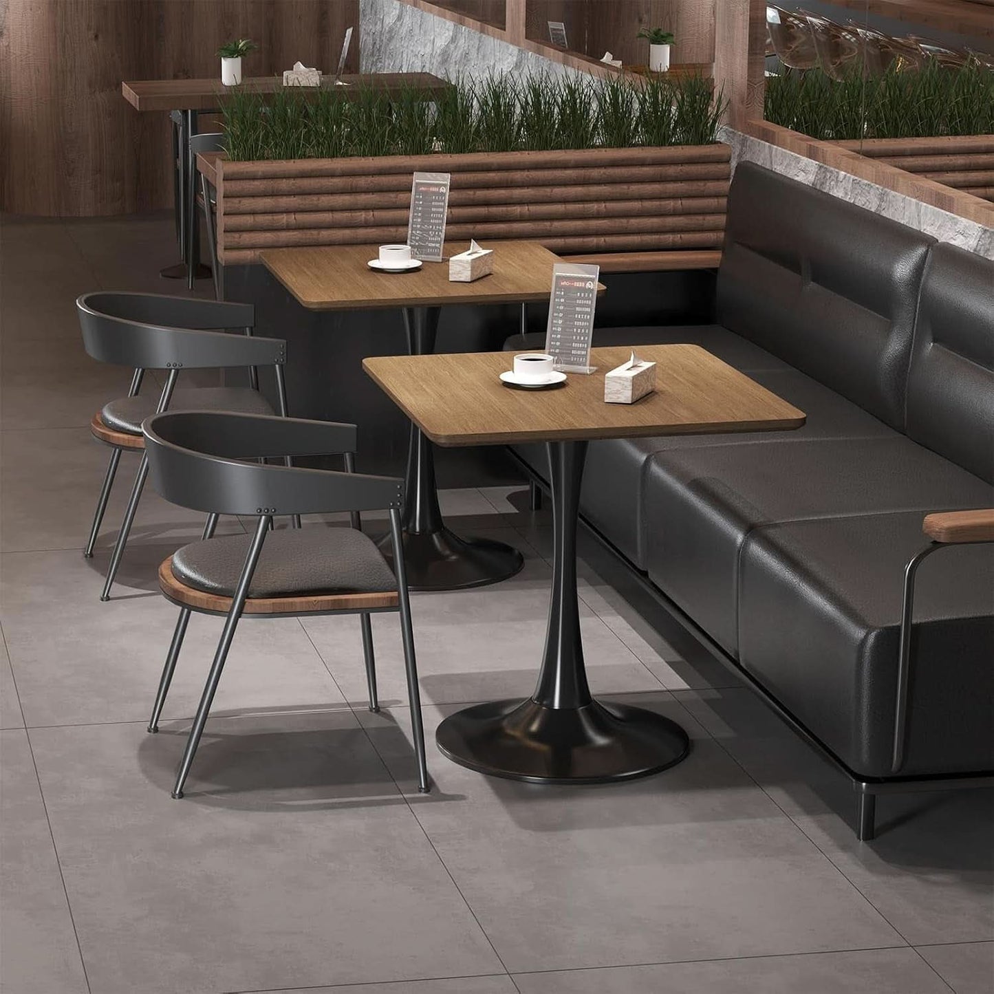 Walnut Finish Tulip Contemporary Dining Table For Two