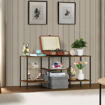 Rustic Brown 50 Inch TV Stand With Power Outlets And Shelf