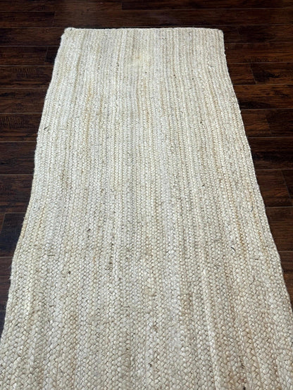 Modern Jute Runner Rug 2.7 x 10, Rug for Hallway or Kitchen, Farmhouse Rug