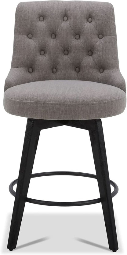 Flint Grey Upholstered Swivel Bar Stool 26 Inch Set Of 2
