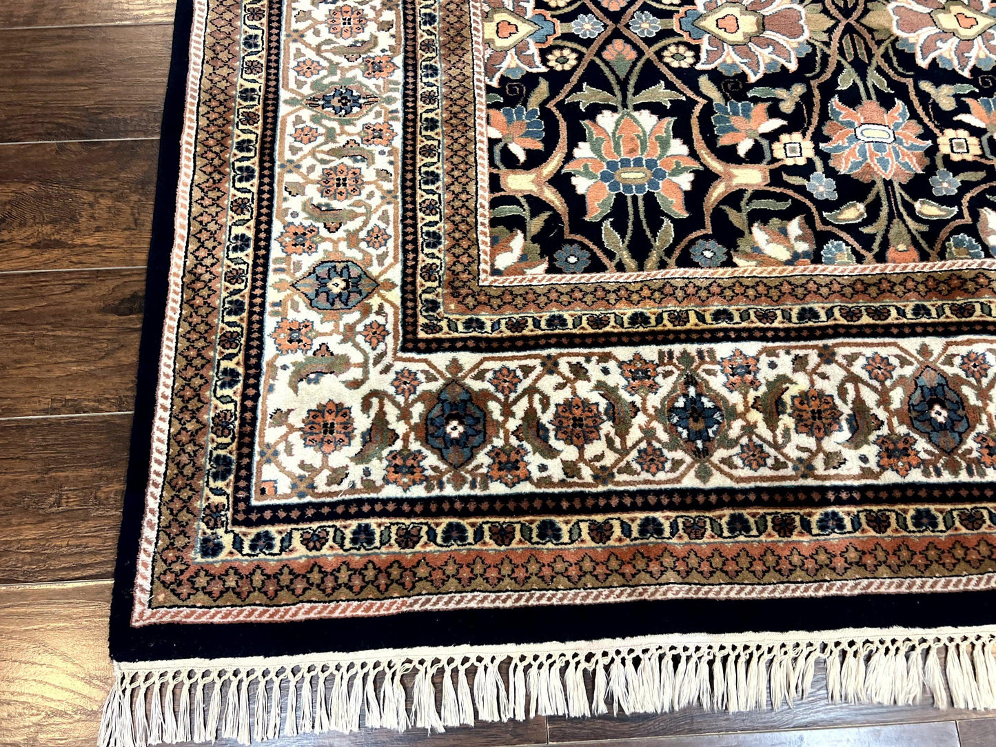 Indo Persian Bidjar Rug 6x10, Vintage Handmade Wool Carpet, Allover Pattern