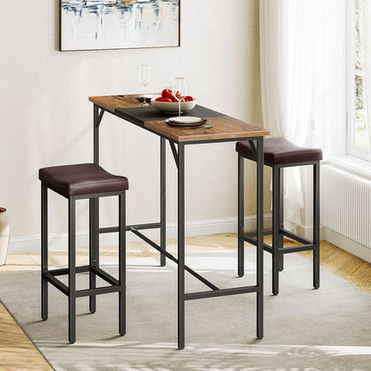Saddle Bar Stools Set Of 2 Counter Height 24.8 Inches Brown And Black