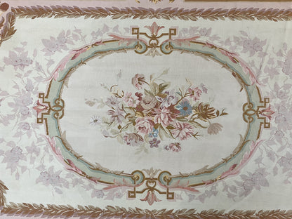 Large Aubusson Rug 11x15, Oversized Gallery Palace Size Flatweave Savonnerie Carpet 11 x 15 ft, Wool Handmade Vintage Elegant European