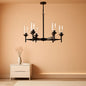 Black 8 Light Chandelier For Dining Room Glass Shades