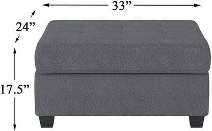 Dark Gray Upholstered Ottoman With Concealed Storage