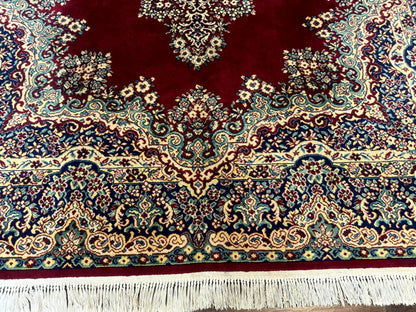 Power Loomed Persian Oriental Rug 9x12, Vintage Wool Pile, Kirman Design