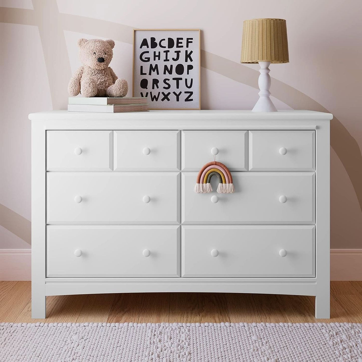 White Six Drawer Dresser For Nursery Organization Solutions