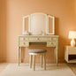 Silver St Croix Vanity Set With Tri Fold Mirror 5 Drawers