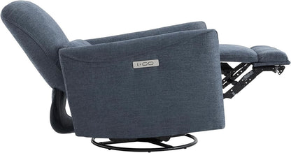 Ink Blue Power Swivel Glider Recliner With USB Charging