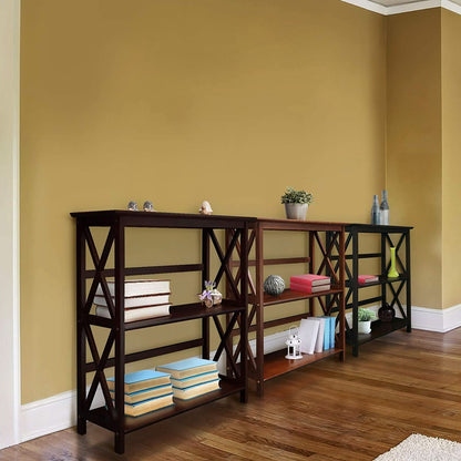 Three-Shelf Solid Wood Bookcase For Home Office Storage