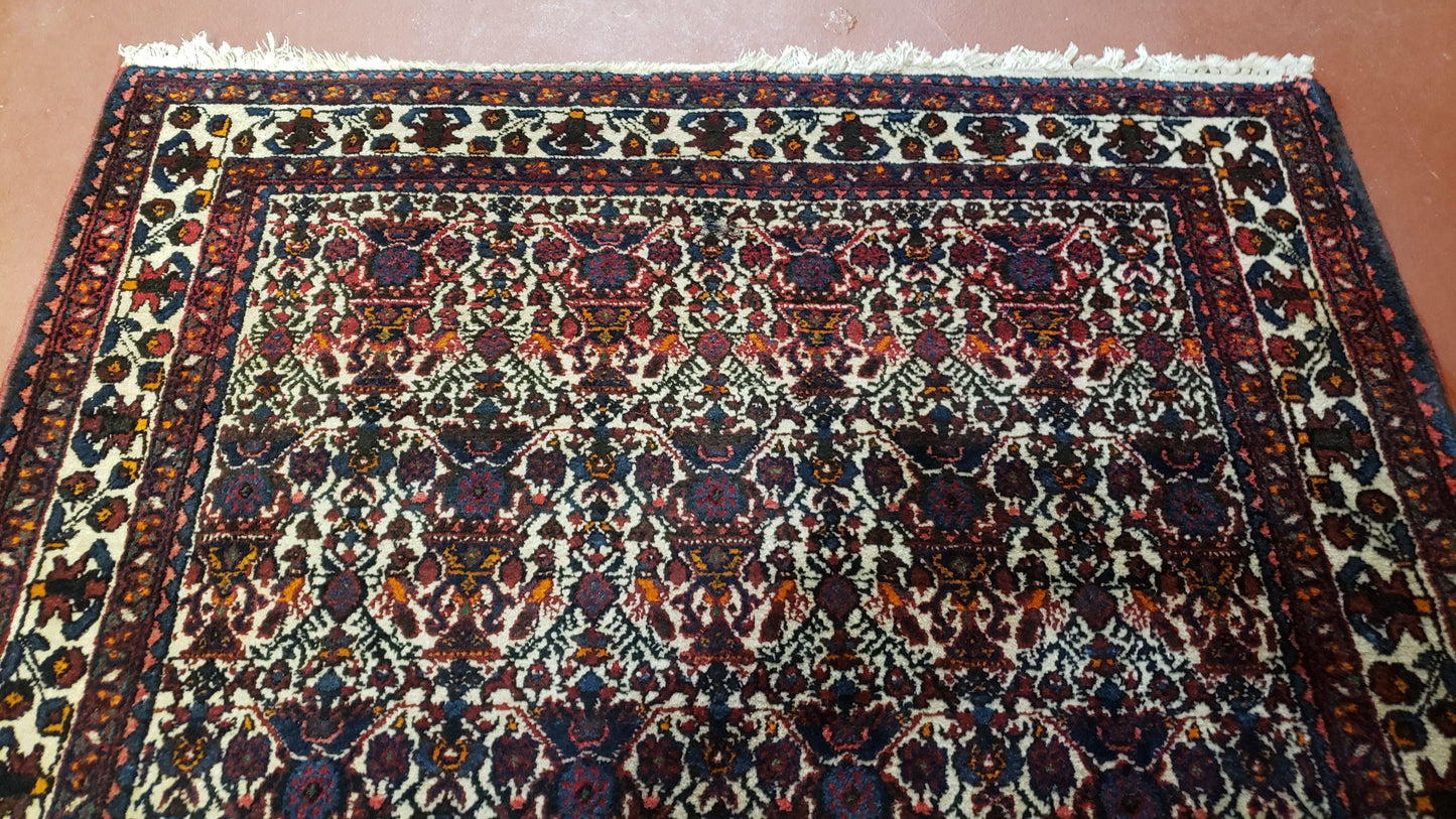 3.6 x 5 Hand-Knotted Vase Rug Floral Turkish Tribal Village Weaving Zagros Vintage Carpet Home Office Wool Area Rug 3x5 Persian Rug 4x5