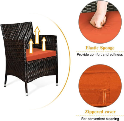 Rattan Patio Set With Cushioned Chairs And Glass Table