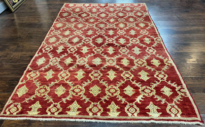 Modern Turkish Oushak Rug 5x8, Brick Red