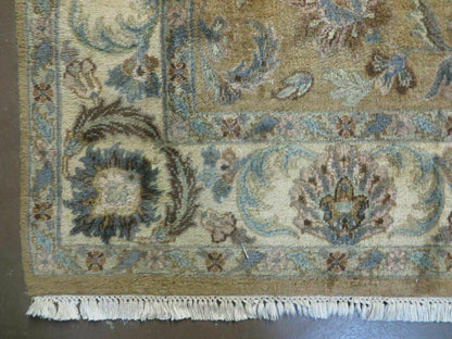 5' 6" X 9' Vintage Handmade Jaipur Indian Floral Oriental Wool Rug Veg Dyes