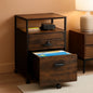 Rolling Mobile File Cabinet Drawers Open Shelf Rustic Brown