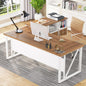 63 Inch L Desk With File Cabinet Walnut White Finish