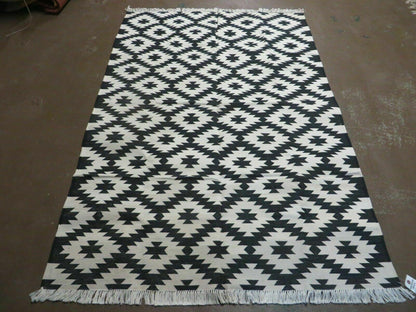4' X 6' Hand Woven Wool Rug Contemporary Kilim Dhurrie Modern Oriental Area Rug