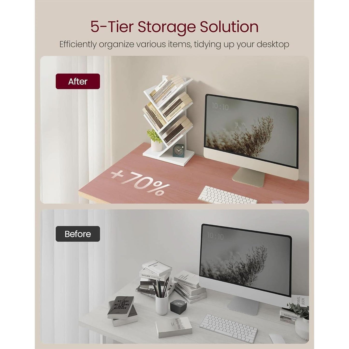 Cloud White Tree Bookshelf Five Tier Corner Shelf Unit