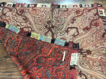 Antique Indian Kashmiri Shawl, Needlework, Signed By Masterweaver, Handmade, Rare