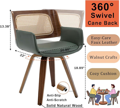 Ergonomic Walnut Swivel Dining Chairs With Armrests