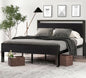 Sturdy Metal Platform Bed Frame With Wooden Headboard 800Lb