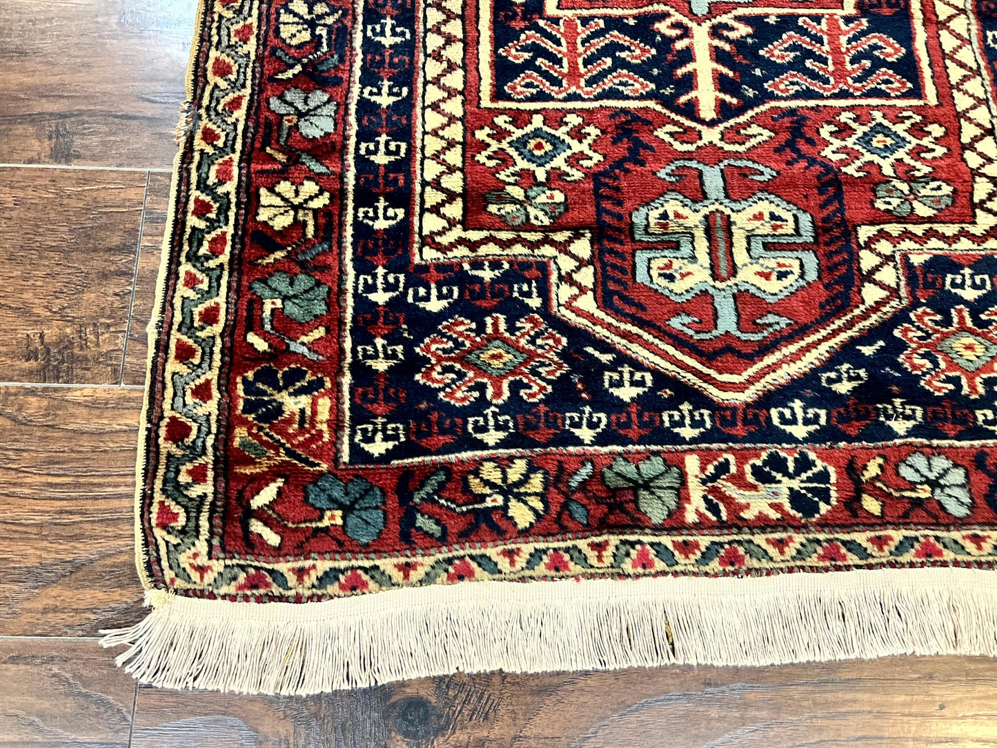 Antique Turkish Sparta Rug 3x4, Geometric Caucasian Pattern, Vintage Handmade Tribal Wool Carpet
