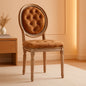 PU Leather Dining Chairs Set of 6 Orange Round Back with Nailhead Trim