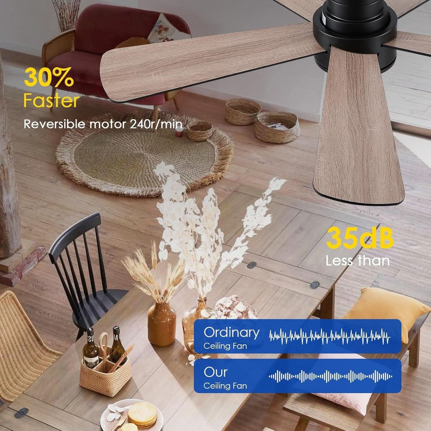 46 Inch DC Motor Ceiling Fan With Remote App Control