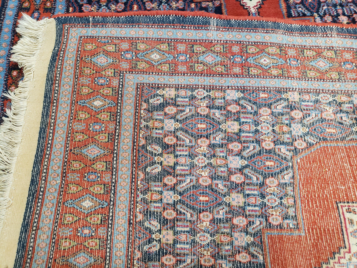 4x6 Western Kurdistan Kurdish Carpet Senneh Wool Area Rug Veg Dyes Red Blue Nice