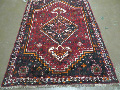4' X 6' Antique Handmade Turkish Wool Veg Dyes Rug Organic Red Nice M10