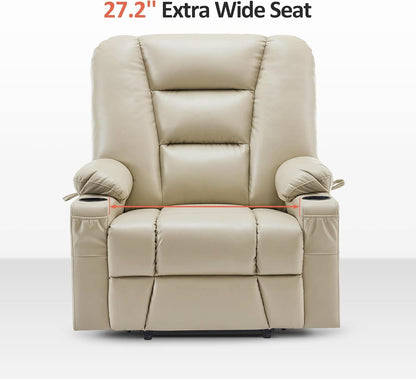 Beige Large Power Lift Recliner Chair With Massage And Heat