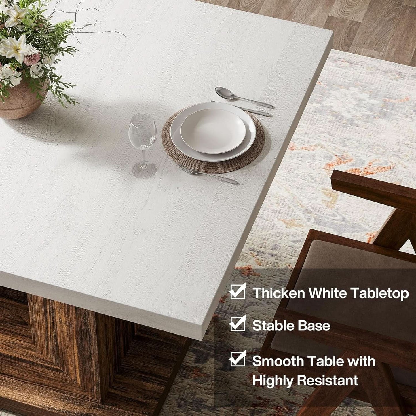 47 Inch Pedestal Dining Table For Small Kitchen Use