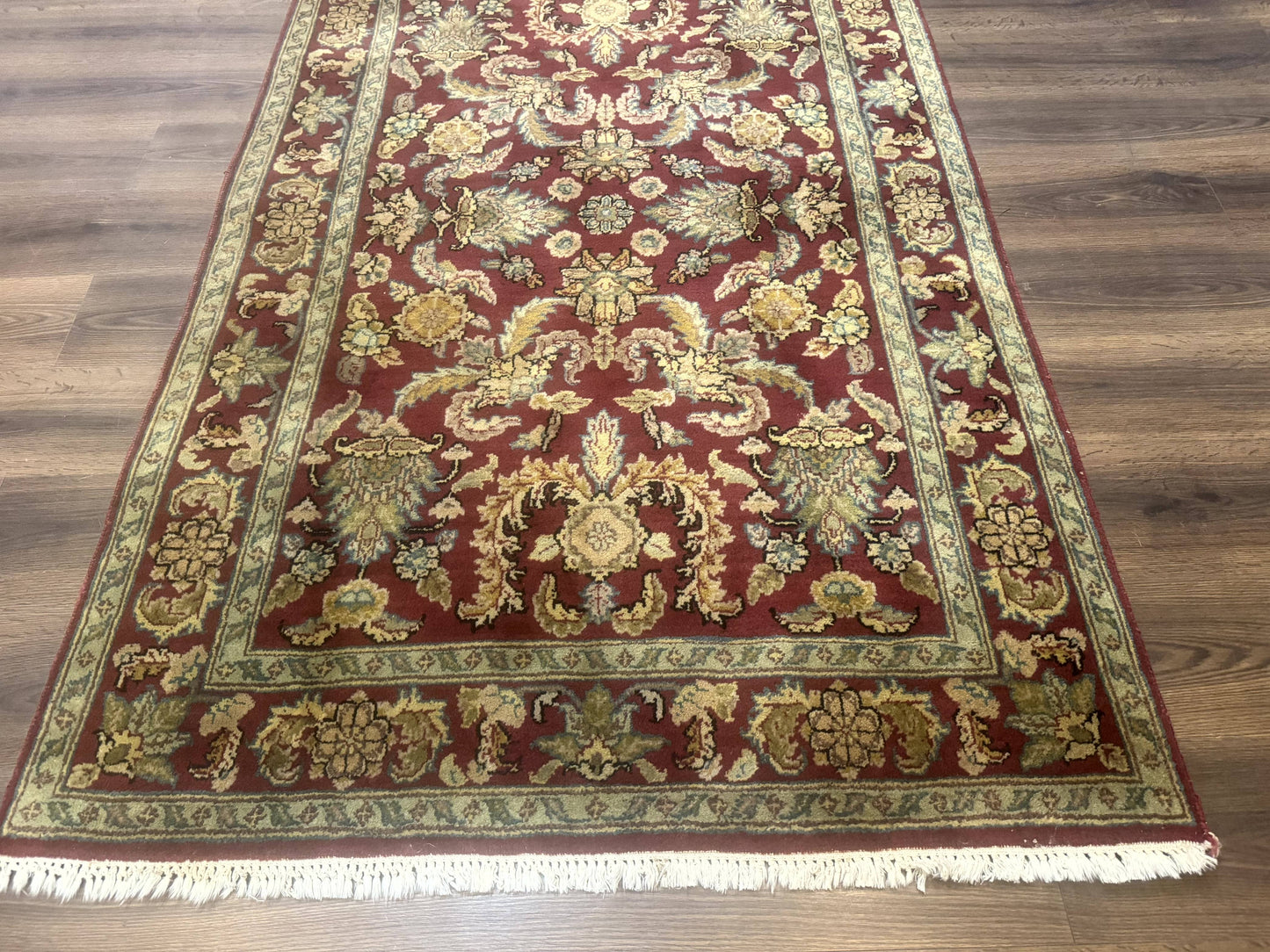 Indo Persian Mahal Rug 4x6, Floral Allover Pattern, Maroon
