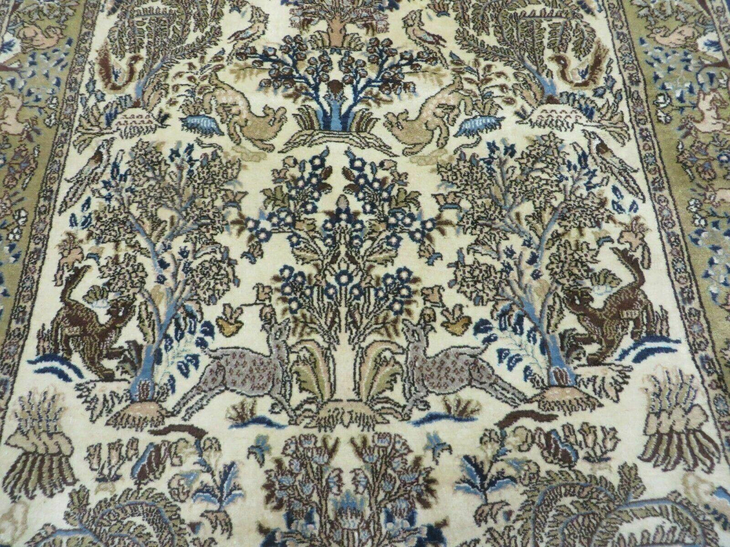 4' X 6 Handmade India Oriental Fine Pictorial Tree Of Life Wool Silk Rug Wow