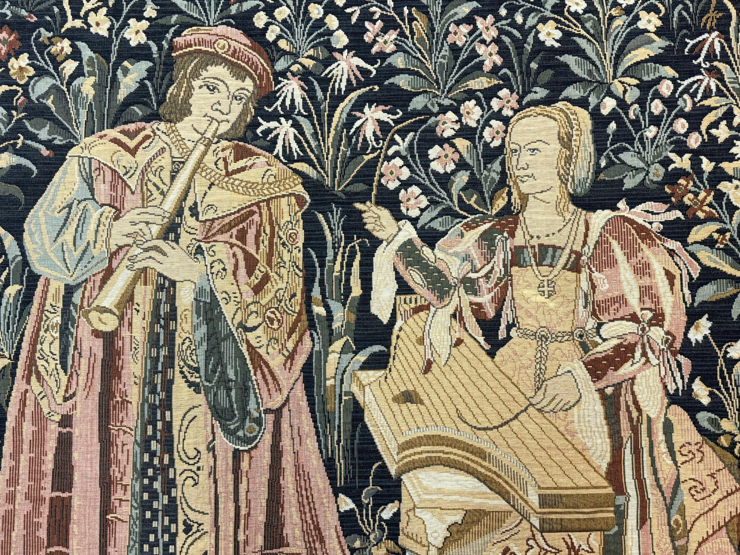 Vintage Belgium Tapestry 4x5, The Concet Musicians, Green