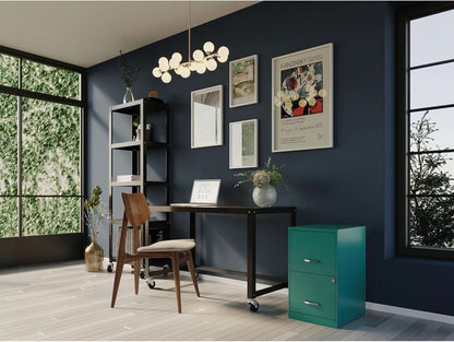 Teal 2-Drawer File Cabinet With Smooth-Glide Drawers, 14.2 Inch Width, 18 Inch Depth, 24.5 Inch Height, Steel