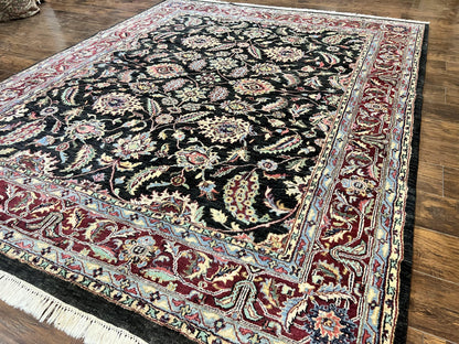 Indo Persian Rug 8x10, Nourison Carpet, Floral, Hand Knotted Vintage Wool Rug