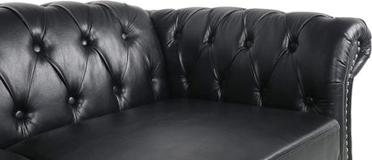 Sectional PU Leather Modular Sofa Couches, Black Tufted Cushions
