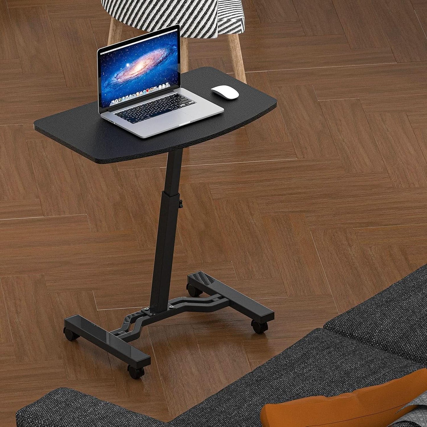 Height Adjustable Mobile Laptop Cart 28 To 33 Inches Black