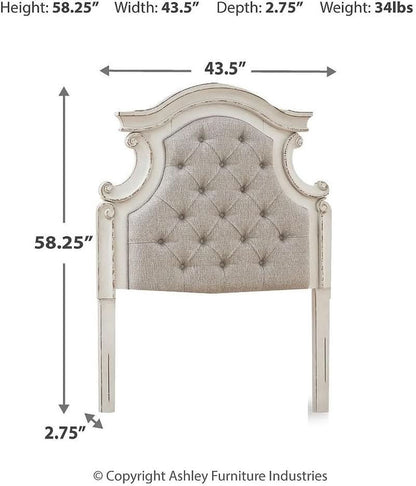 Vintage White Twin Upholstered Tufted Cottage Headboard