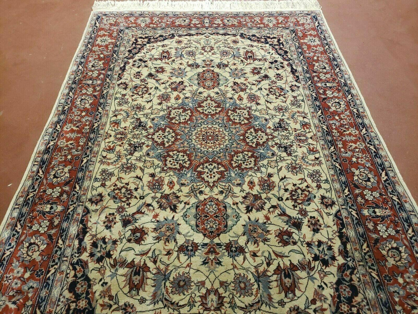 4' X 6' Handmade Ultra Fine Chinese Floral Oriental Wool Rug Hand Knotted Beige