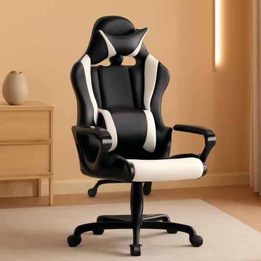 Ergonomic Gaming Chair White With Lumbar Support High Back