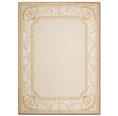 Hand Woven Aubusson 100% Wool Traditional Oriental Area Rug Beige 5'11" x 8'7"