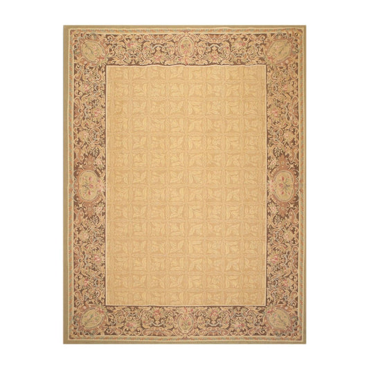 8’1"x11’6" Hand Woven 100% wool French Aubusson Needlepoint Area Rug Gold