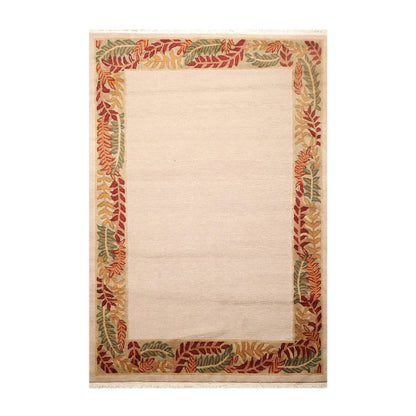 5'10" x 8'5" Hand Knotted Loop & Cut Pile Wool Tibetan Oriental Area Rug Beige