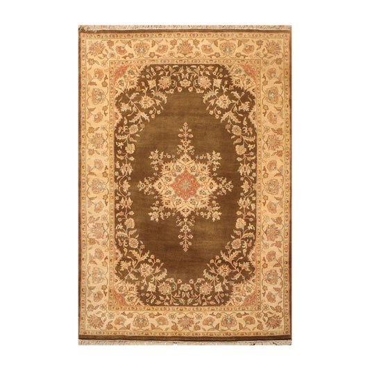5' x 7'9" Hand Knotted Kermann Traditional 100% Wool Persian Oriental Area rug Mocha