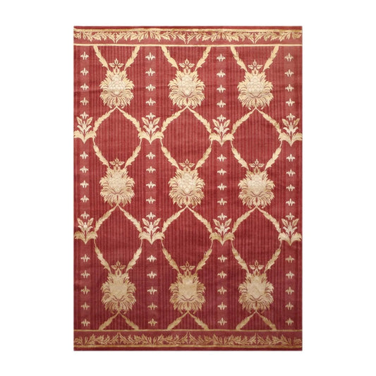 6' x 9' Couristan Hand Knotted Wool & Silk S.fine Damask Tibetan Area Rug Rust