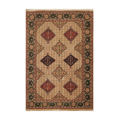 6' x 8'10" Hand Knotted Superfine 100% Wool Traditional Oriental Area Rug Beige