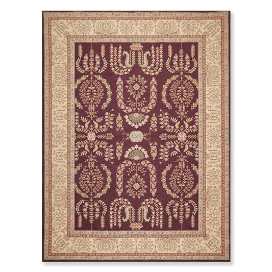 9x12 Aubergine Hand Hooked French Aubusson 100% Wool Traditional Oriental Area rug